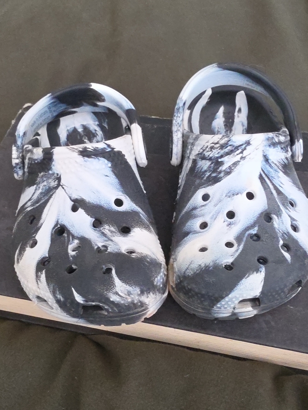 Kids Black & White Slip-On CROCS Shoes